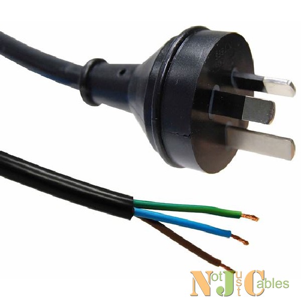 4M 3 core 1mm Bare Wire to 3 Pin Power Plug 10Amp