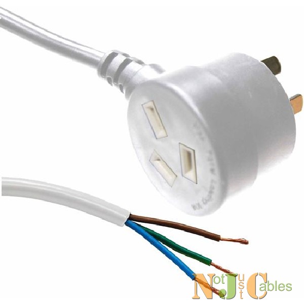 3M 3 Pin Tapon Plug to Bare End, 3 Core 1mm Cable White