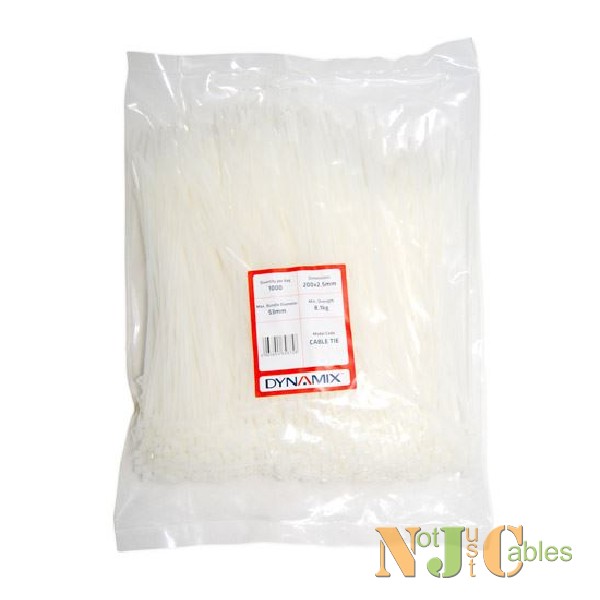 200mm x 2.5mm Cable Tie (Packs of 1000)
