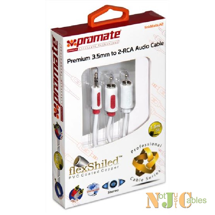 PROMATE 1.5M 3.5mm stereo to 2RCA cable