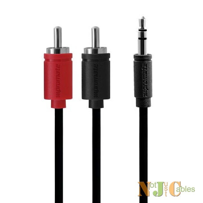 PROMATE 1.5M 3.5mm to 2 RCA Audio Cable Black