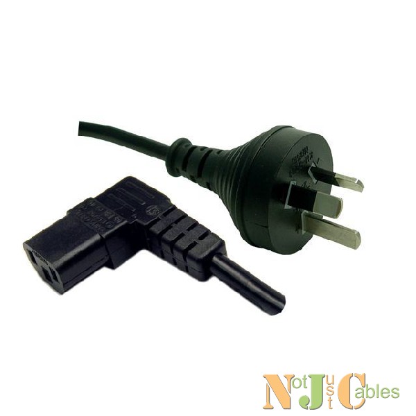 2M 3 Pin Plug to Right Angled IEC Female Connector10A