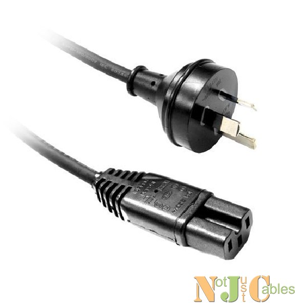 2M Power Cable 3 Pin to Notched C15 Rubber Flex