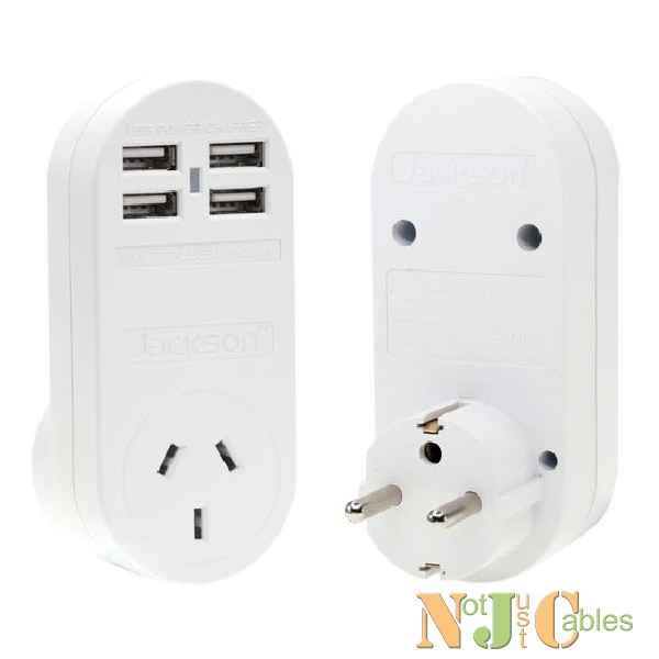 JACKSON Outbound Travel Adaptor     With 4x USB Charging Por