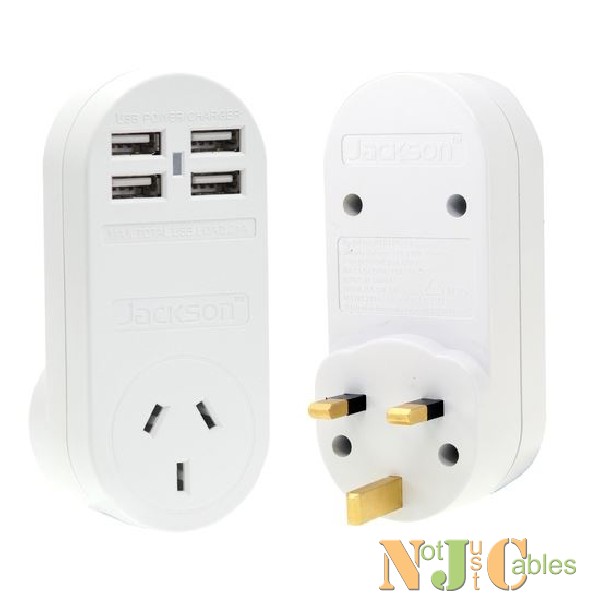 JACKSON Outbound Travel Adaptor     With 4x USB Charging Por