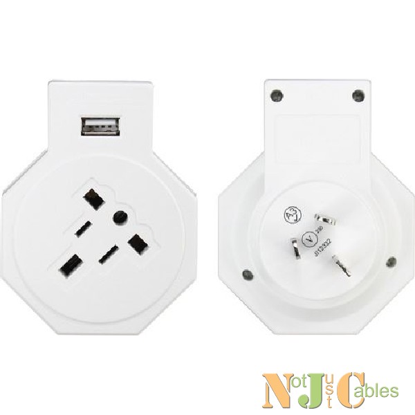 JACKSON Travel Adaptor w/ 1x USB    Charging Port and Surge