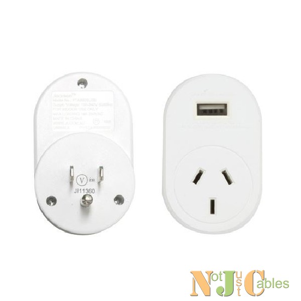 JACKSON Outbound Travel Adaptor     With 1x USB Charging Por
